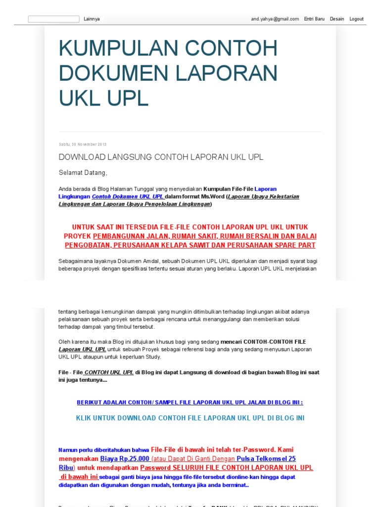 Contoh Laporan UKL UPL Proyek | PDF | Bisnis | Komputer