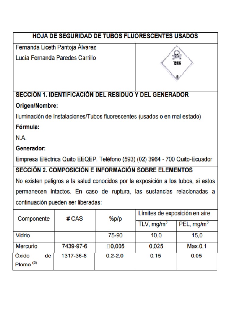 MSDS Tubos Fluorecentes PDF
