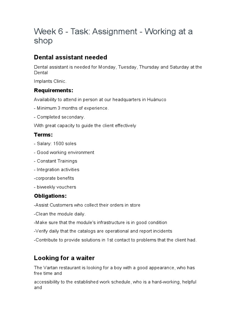 Dental Assistant Needed Requirements Include Experience, Education and