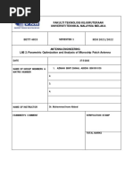 LAB 2 Parametric Optimization of Microstrip Patch Antenna Design