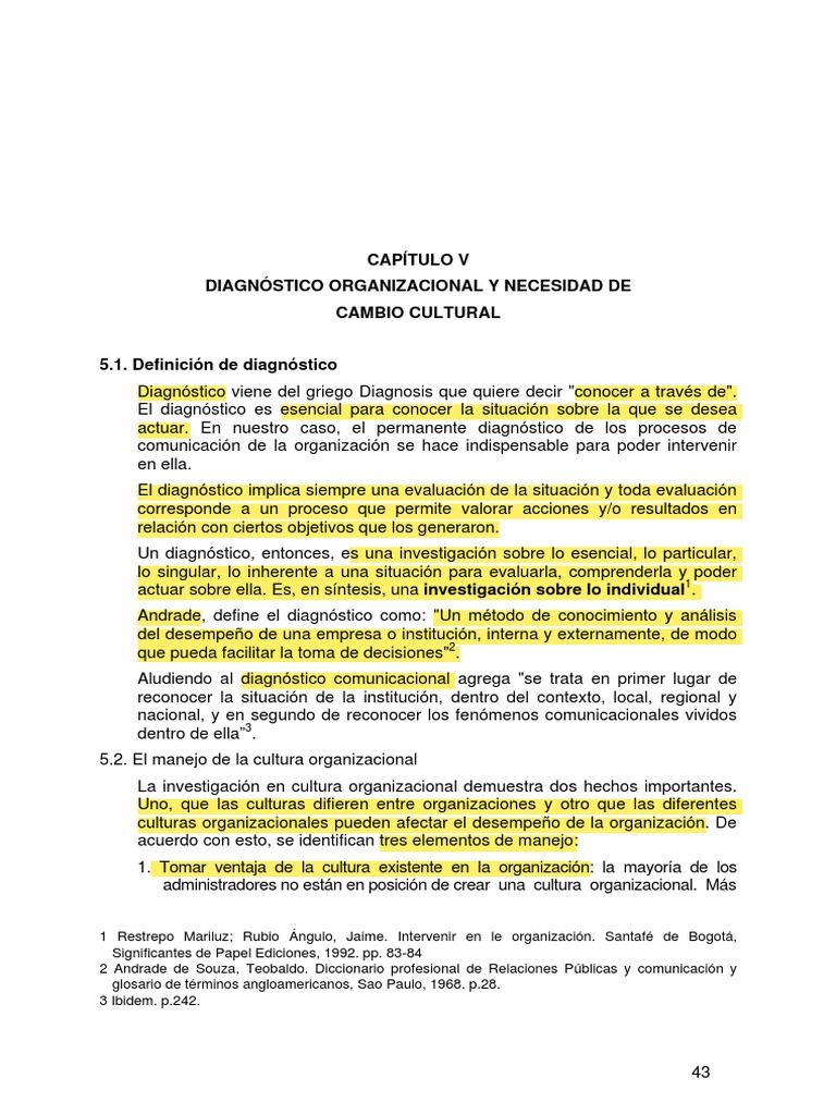 Diagnóstico y Cambio Cultural Organizacional | PDF | Cuestionario ...