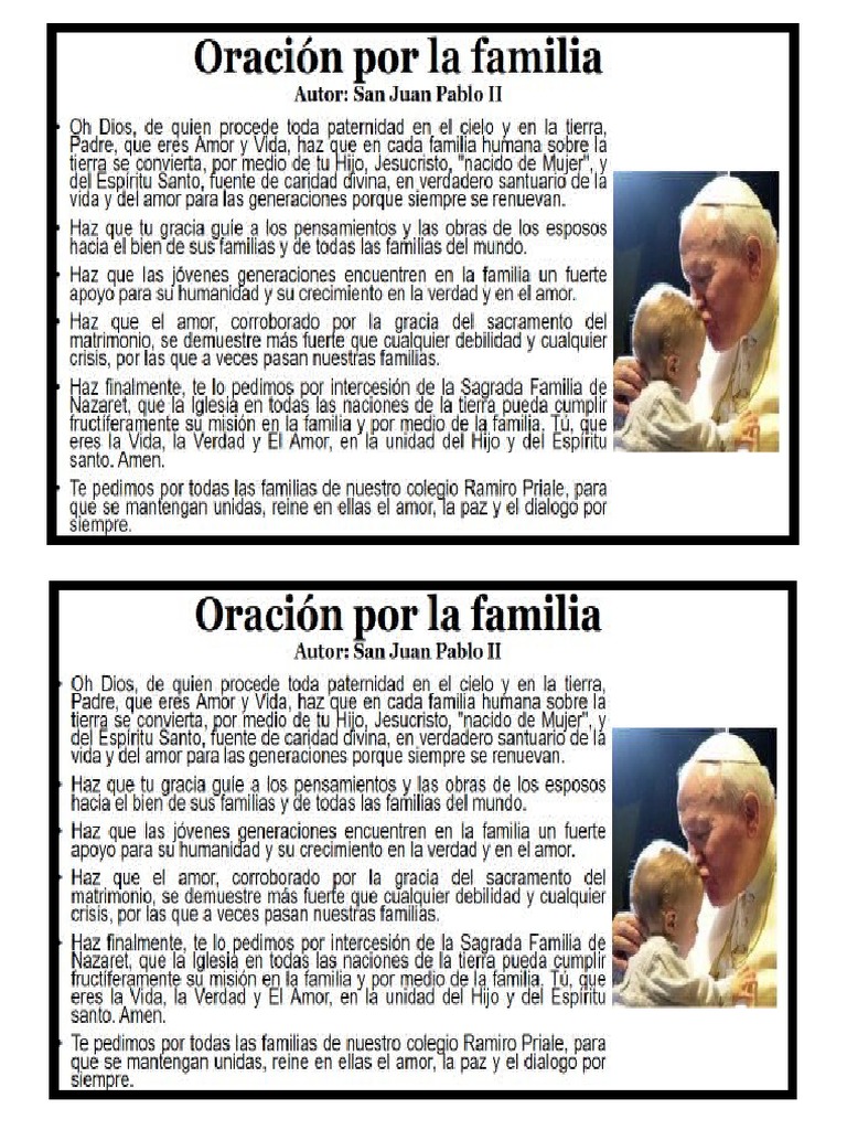 Oracion Por La Familia para Imprimir | PDF