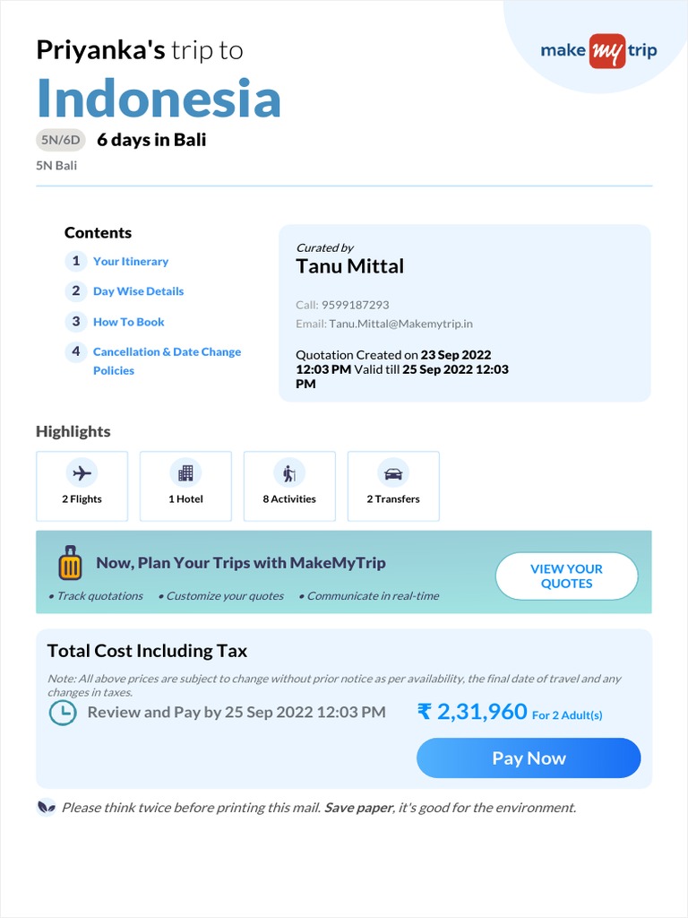 6 Days in Bali PDF Bali Taxes
