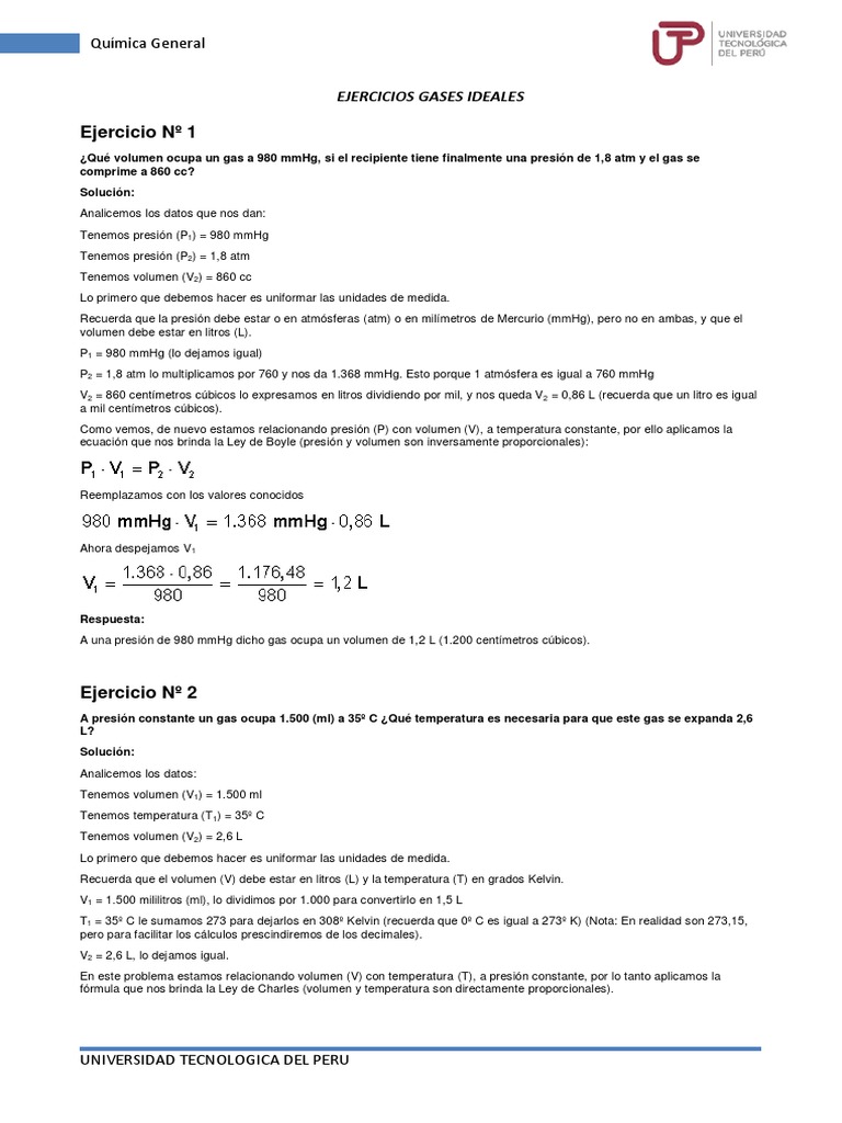 Ejercicios Resueltos de Gases Ideales | PDF | Gases | Mole (Unidad)
