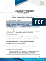 Guía de Actividades y Rúbrica de Evaluación - Fase 5 - Presentar Proyecto de Diseño de Una Planta Industrial.