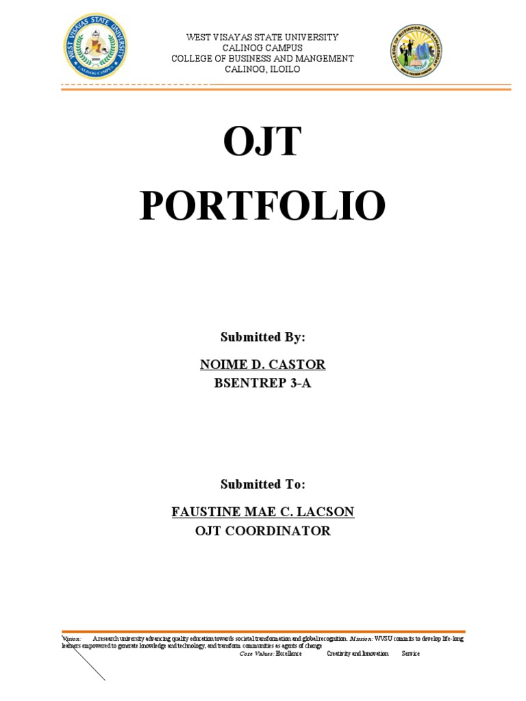 OJT Portfolio: WVSU Calinog Campus | PDF | Cognition