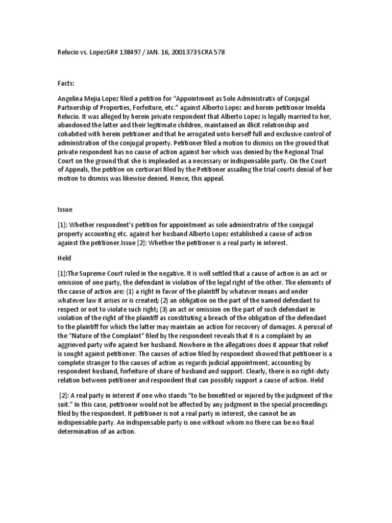 Relucio Vs | PDF | Cause Of Action | Lawsuit