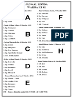 Jadwal Ronda 2022