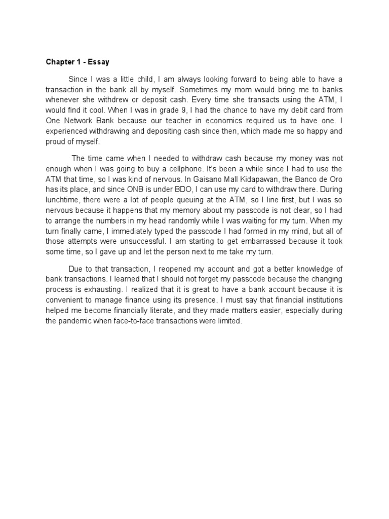 Fin Mar Chapter 1 Essay | PDF