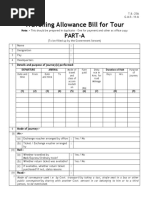 Form Travelling Allowance Bill For Tour TA and DA