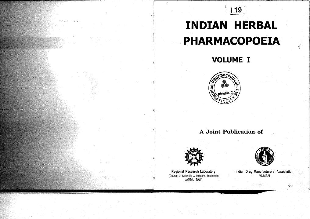 Indian Herbal Pharmacopoeia Vol i