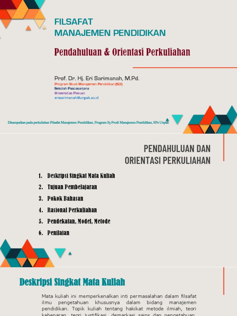 Topik 1. Pendahuluan Orientasi Perkuliahan | PDF