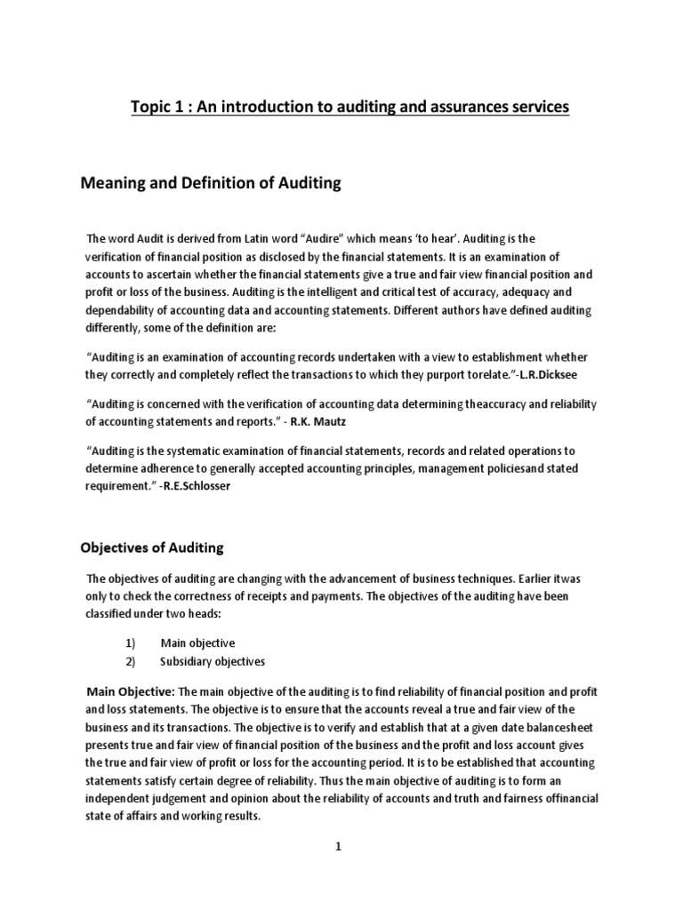 Introduction to Auditing Services | PDF | Audit | Financial Audit