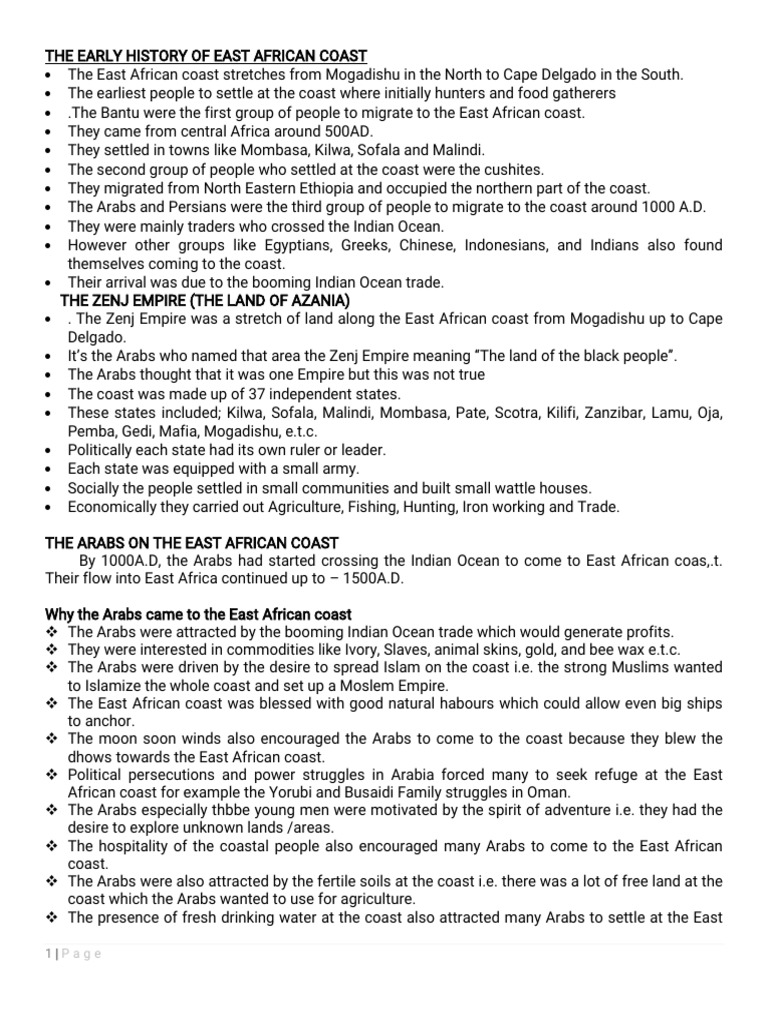 history of east africa o level notes pdf download 2020