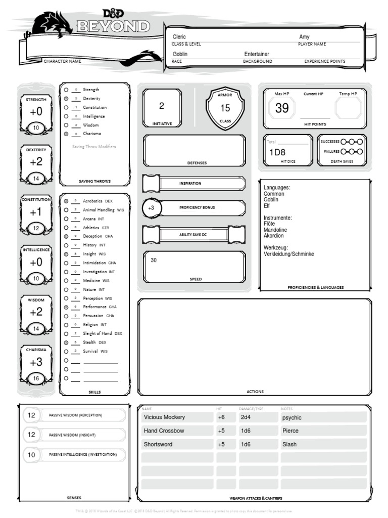 Saving Throw Modifiers Total Cleric Amy PDF Dungeons & Dragons