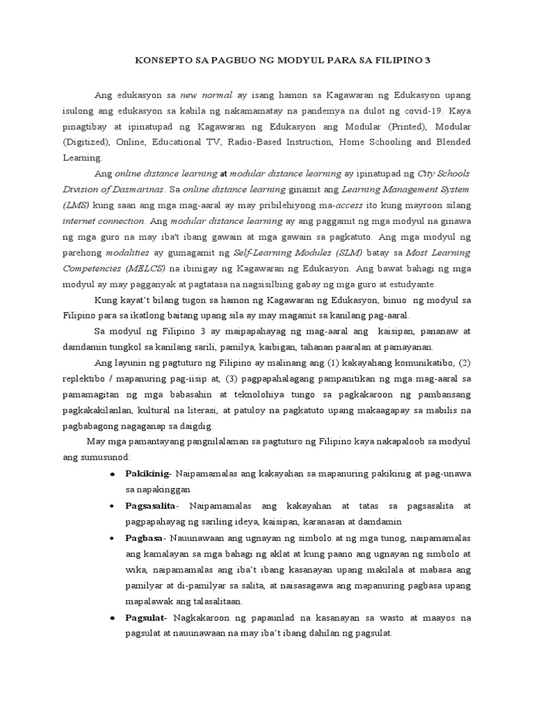 Concept Paper On The Use of Module | PDF