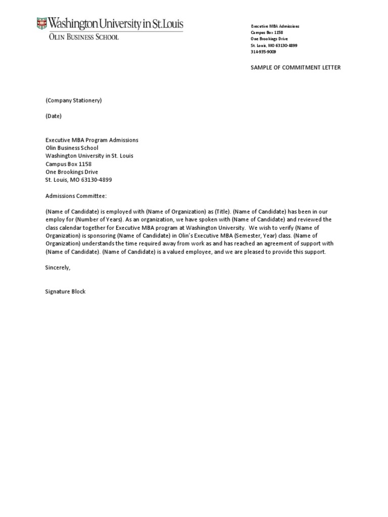 Commitment Letter Example | PDF