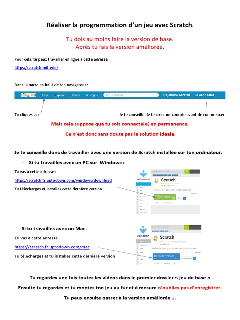 Créer un jeu avec Scratch : Guide complet | PDF | Développement de ...