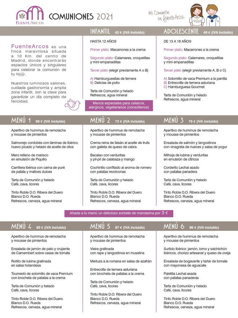 Menús de Comunión en FuenteArcos | PDF | Alimentos | Cocina