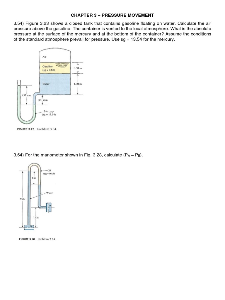 Pressure Calculations in Fluid Mechanics | PDF | Teaching Methods ...