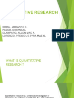 Quantitative Research: Obra, Johanne E. Pader, Shayna G. Elamparo, Allen Mae A. Lorenzo, Precious Zyra Mae O