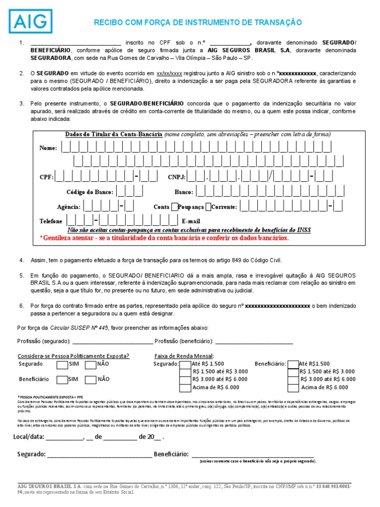 Recibo Com Força de Instrumento de Transação | PDF | Conta de transação ...