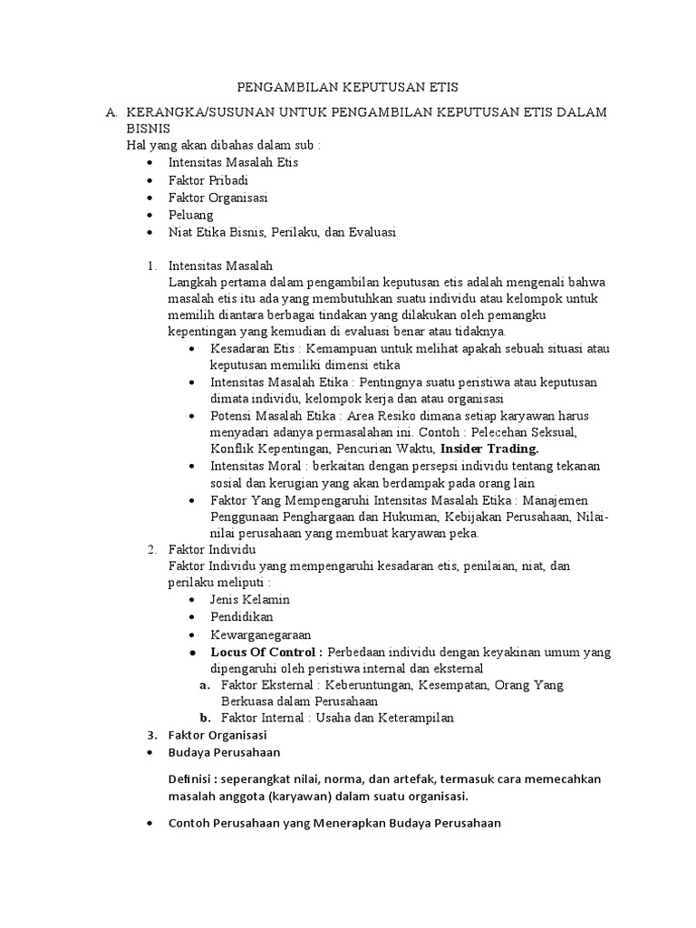 A Framework For Ethical Decision Making in Business | PDF