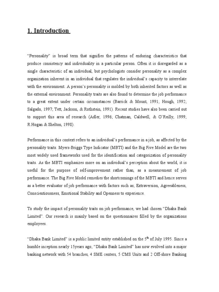 Impact of Personality on Job Performance | PDF | Errors And Residuals ...