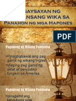 Kasaysayan NG Pambansang Wika Sa Panahon NG Mga Hapones