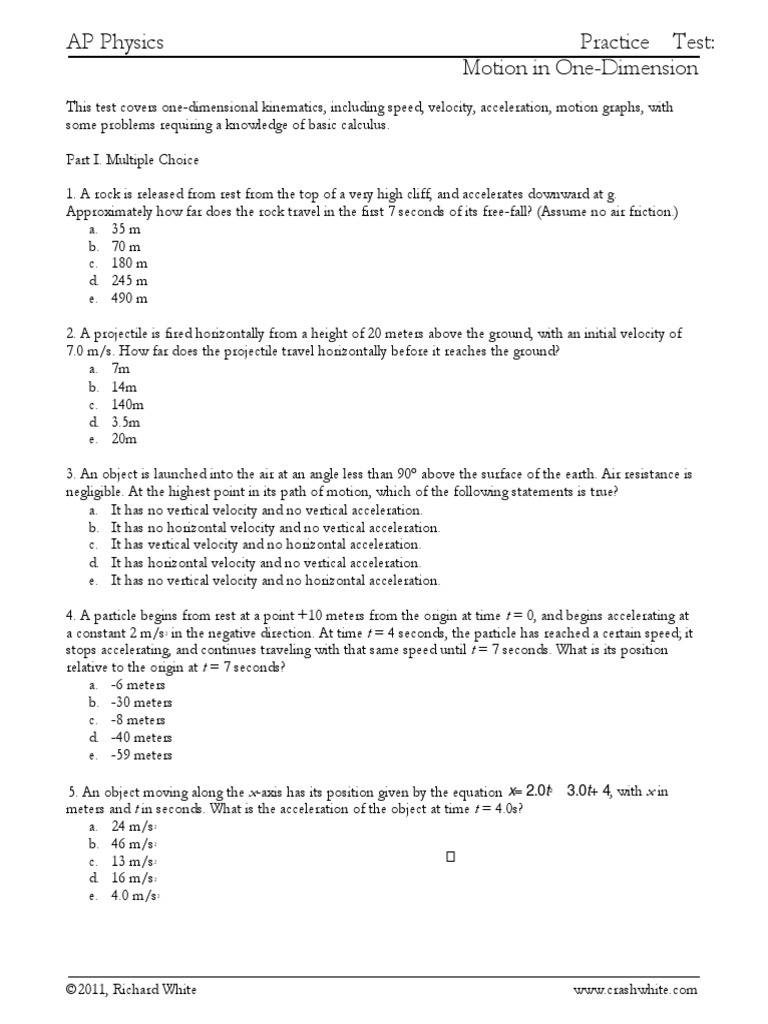 Motion In One Dimension Worksheet Answers The Physics Classroom