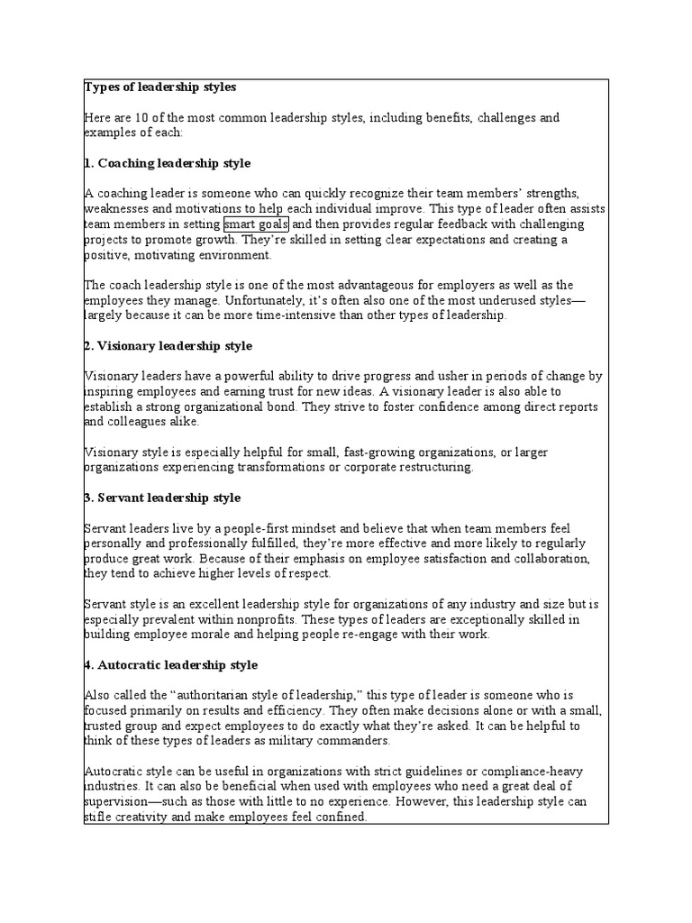 DIFFERENT TYPES OF LEADERSHIP STYLES WITH EXAMPLES PDF visual data 7