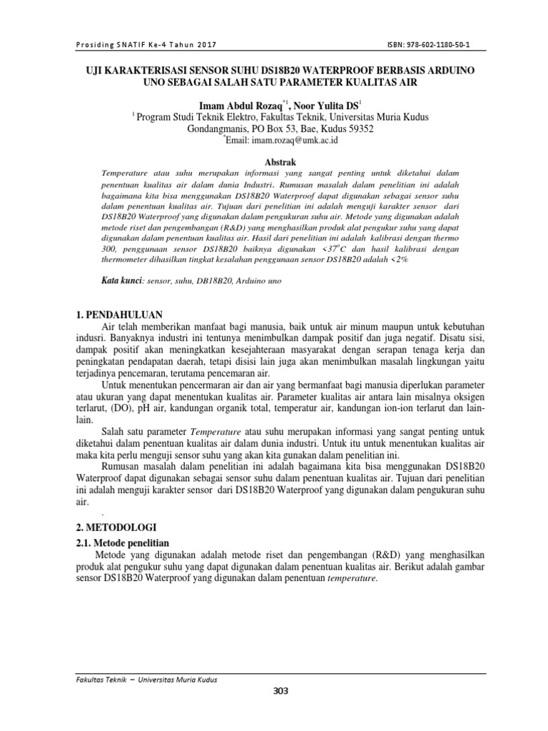 Uji Sensor Suhu DS18B20 untuk Kualitas Air | PDF | Sains & Matematika ...