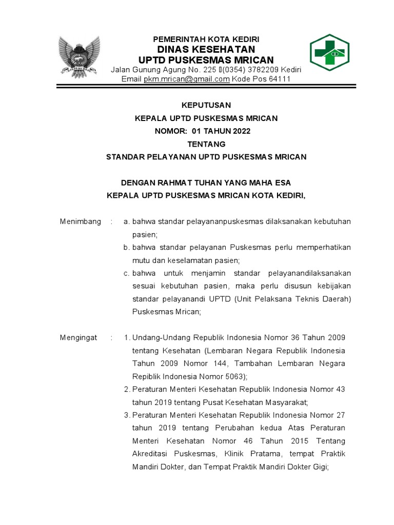 SK02 Standar Pelayanan 2022 | PDF