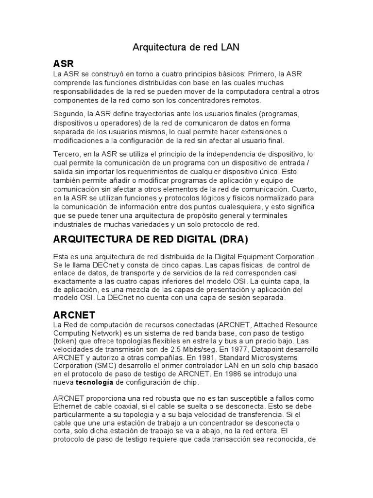 Arquitectura de Red LAN | PDF | Red de computadoras | Red de arquitectura