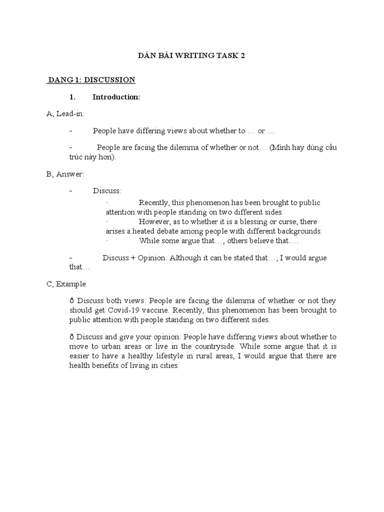 Dàn Bài Writing Task 2 | PDF | Reason