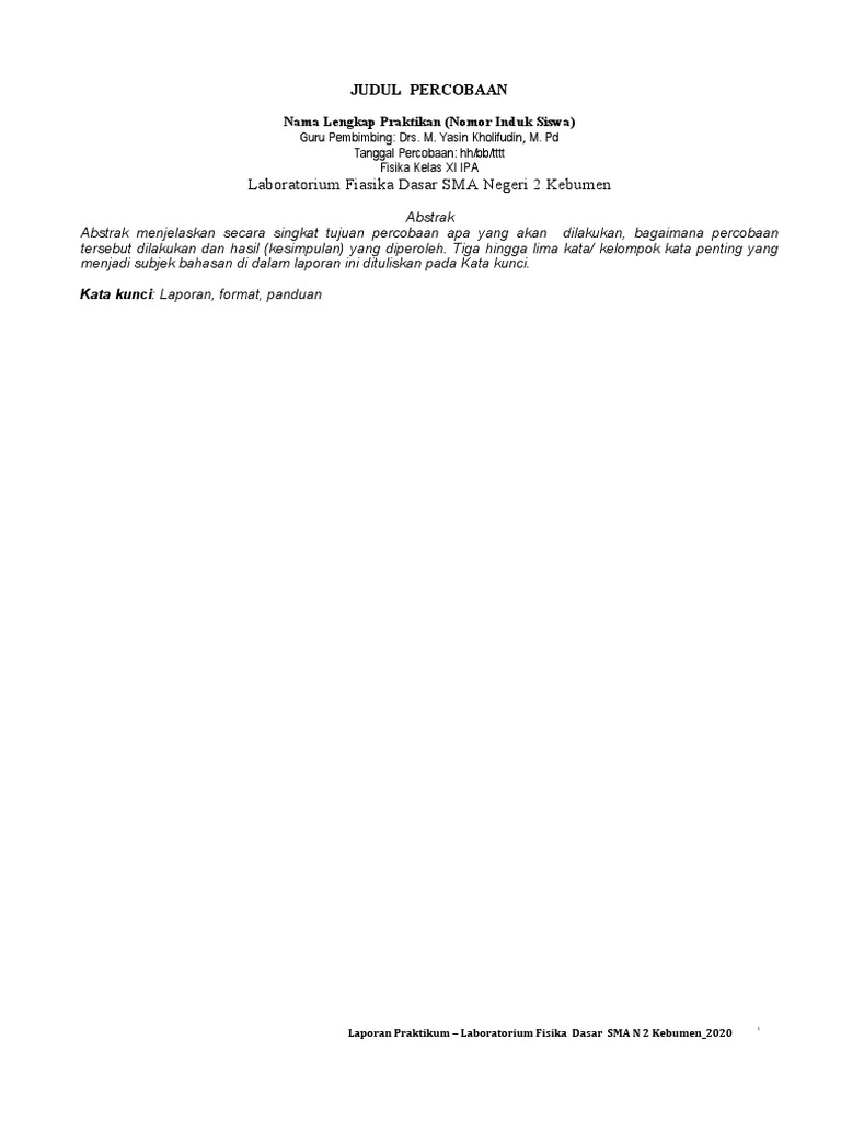 Template+&+Panduan LapPrak FIsika 3 SMA - DC | PDF