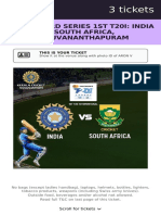 Mastercard Series 1St T20I: India V South Africa, Thiruvananthapuram