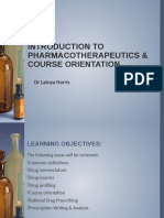 Lecture 1 Introduction To Pharmacotherapeutics