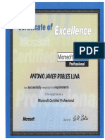 Microsoft - MCP MCID 2642289 - Certificate of Excellence