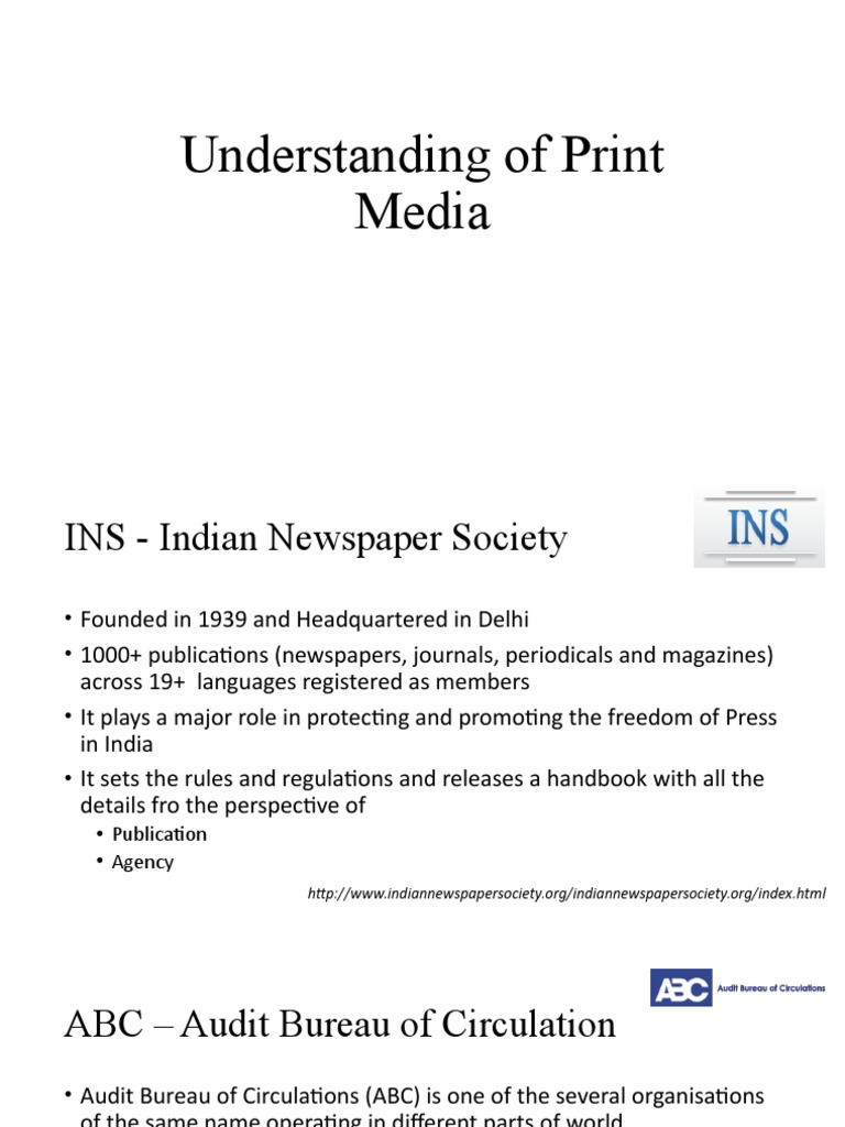 Understading of Print Media PDF Newspapers Publishing