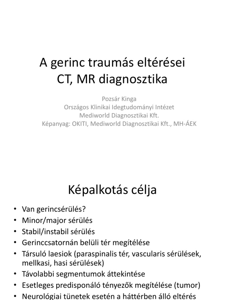 Gerinc Traumas Elteresei CT MR Diagnosztika | PDF
