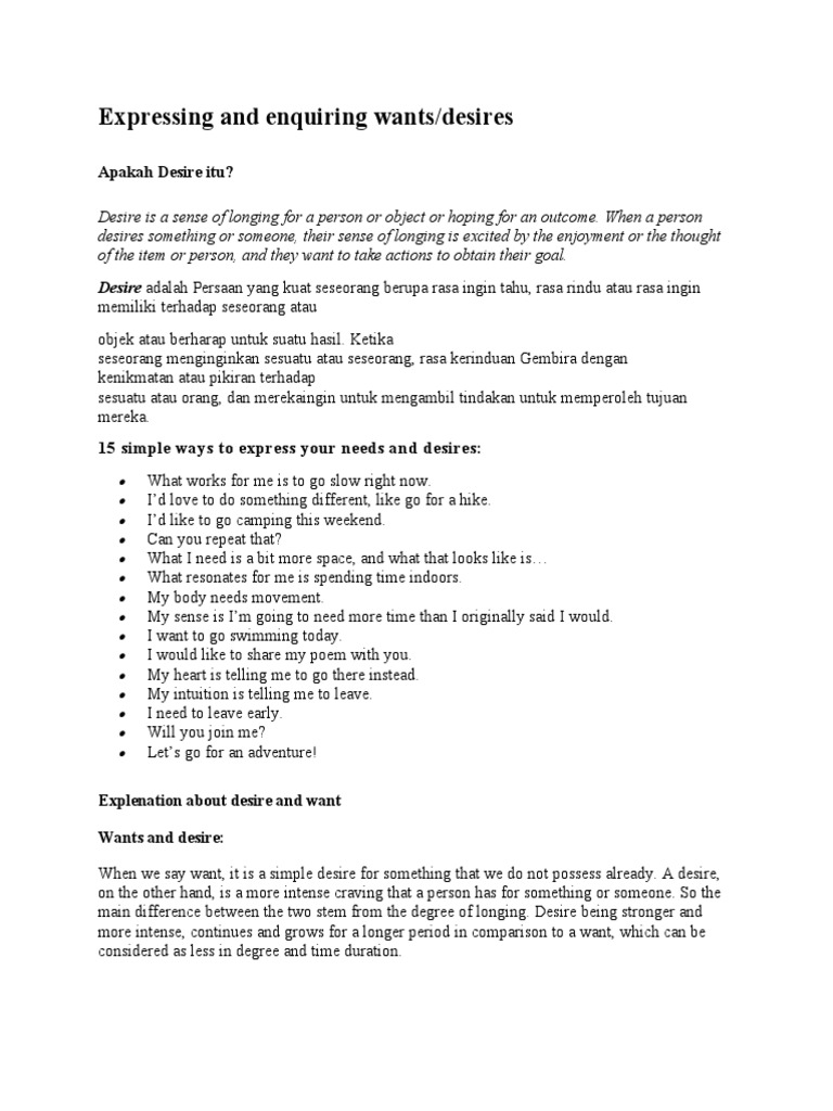 Understanding Desires & Wants | PDF | Feeling | Behavioural Sciences