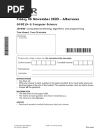 Question Paper Computational Thinking Algorithms and Programming