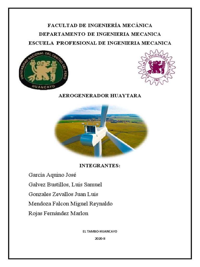 Proyecto Aerogenerador Huaytará: Energía Eólica | PDF | Ingeniería | Herida