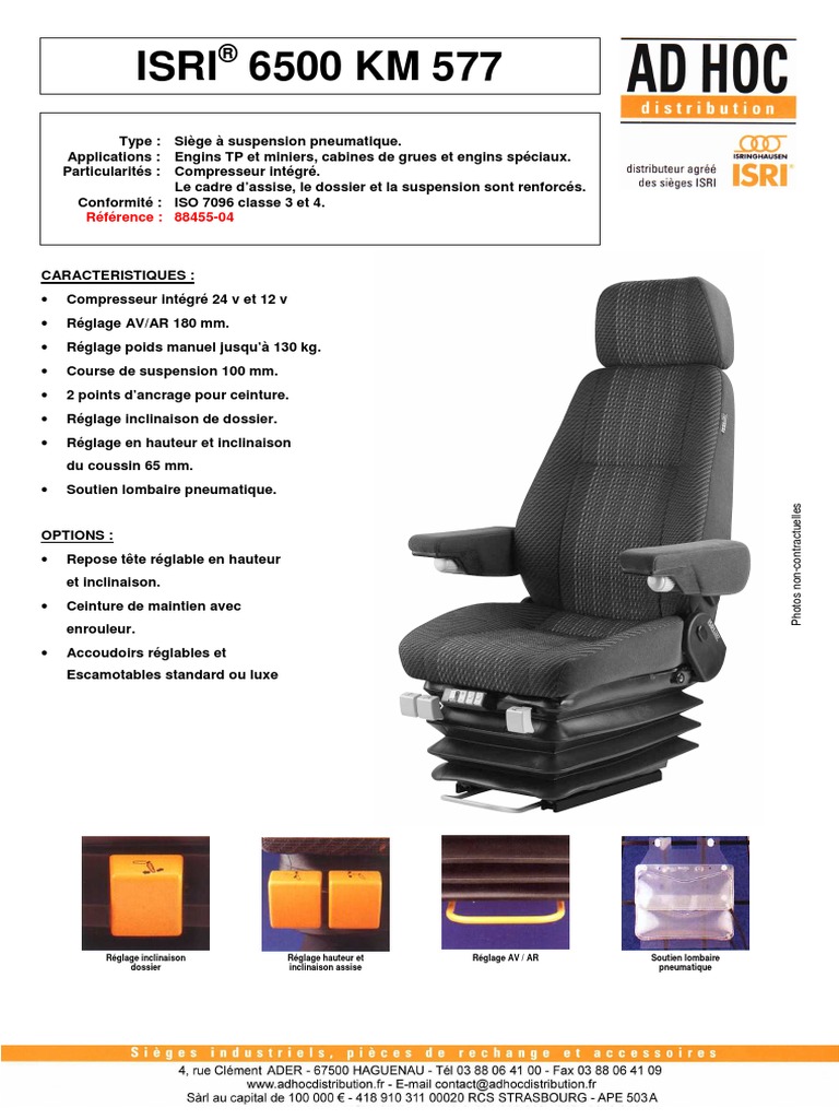 Siège ISRI 6500 KM 577 Pneumatique | PDF