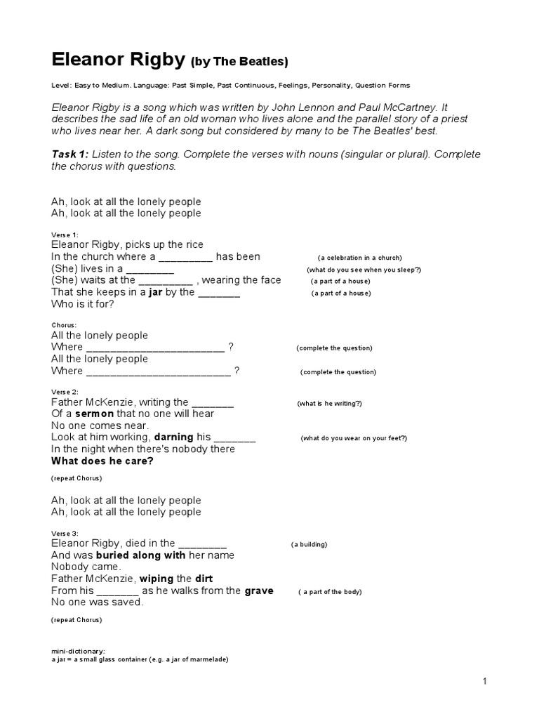 Eleanor Rigby: Lyrics and Analysis | PDF | The Beatles