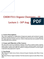 CHEM F311 Organic Chemistry - III Lecture 1 - 30 Aug. 2022