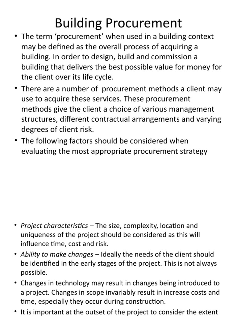 Procurement Methods | PDF | Procurement | Architect