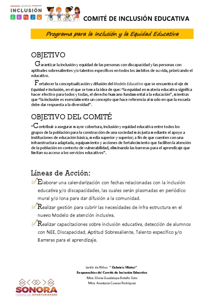 Programa para La Inclusion y Equidad | PDF | Inclusión (Educación ...