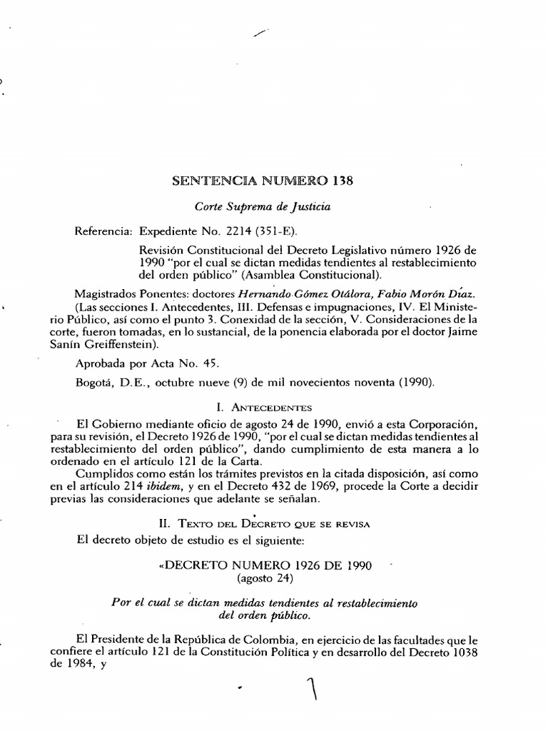 L. CSJ Sentencia 138 Del 9 de Octubre de 1990 | PDF | Democracia